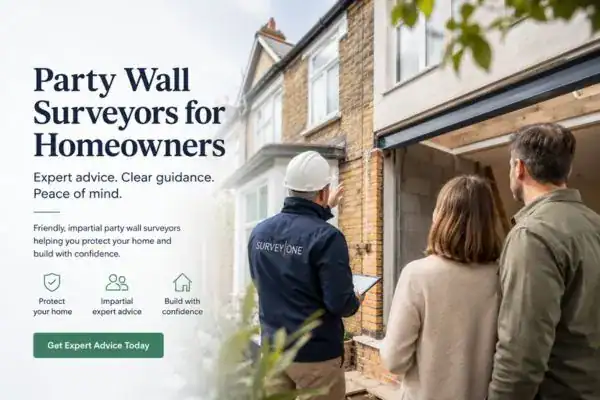 Image of couple with Party wall survey from Survey One Romford